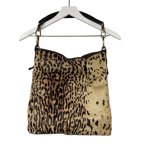 Garnet Hill Leopard Animal Print Calf-Hair Shoulder Bag - Picture 2 of 16